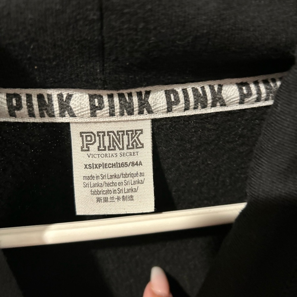 Victoria's Secret Pink Black Hoodie with silver sequins - Picture 2 of 4